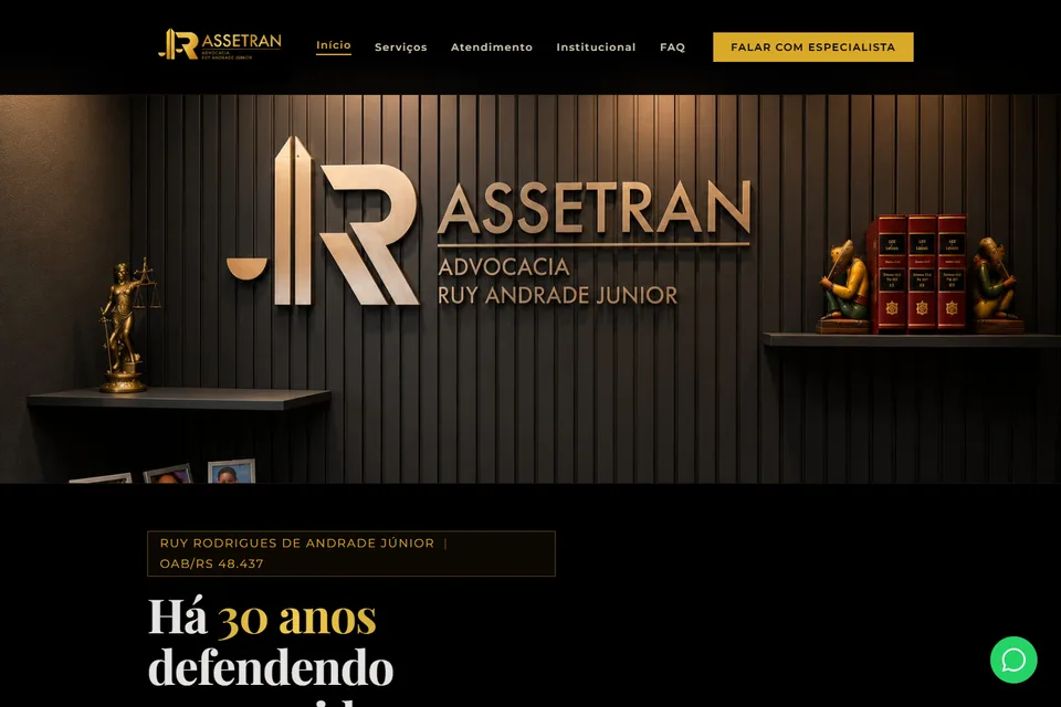 Captura desktop do site Advocacia Assetran