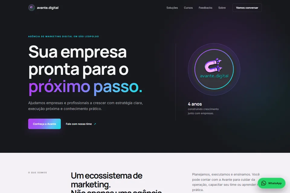 Captura desktop do site Avante Digital